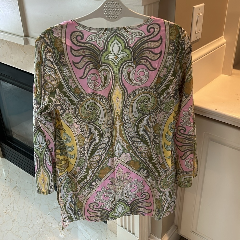 J Mclaughlin Boho Paisley Cotton Tunic Size 10 - image 6